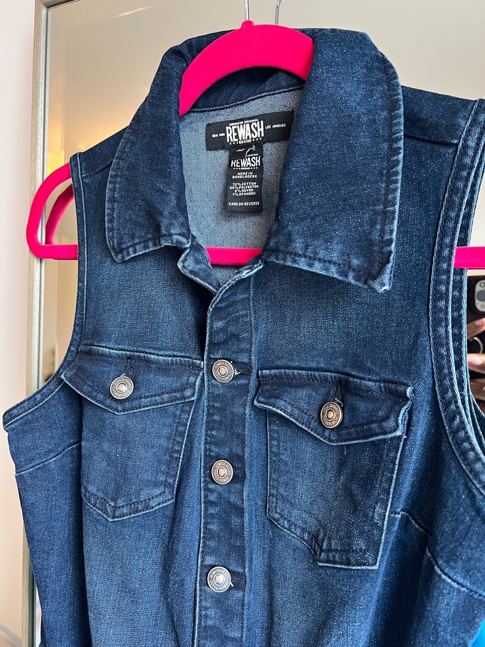 ReWash Denim Sleeveless Jumpsuit, Size M - Picture 3 of 7